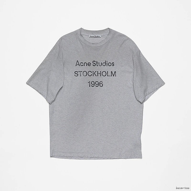 Acne Studios 2090-80 Gray Style Ac908026 Stockholm Logo T-Shirt Streetwear Look