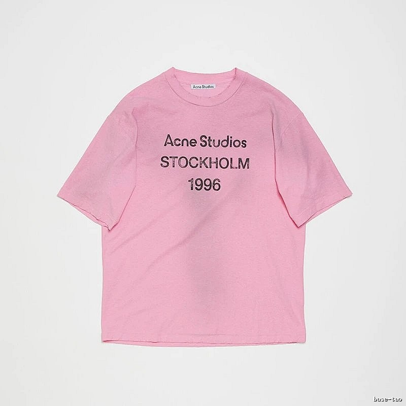 Acne Studios 2090-80 Pink Red Style Ac908026 Stockholm Logo T-Shirt Weekend Wear