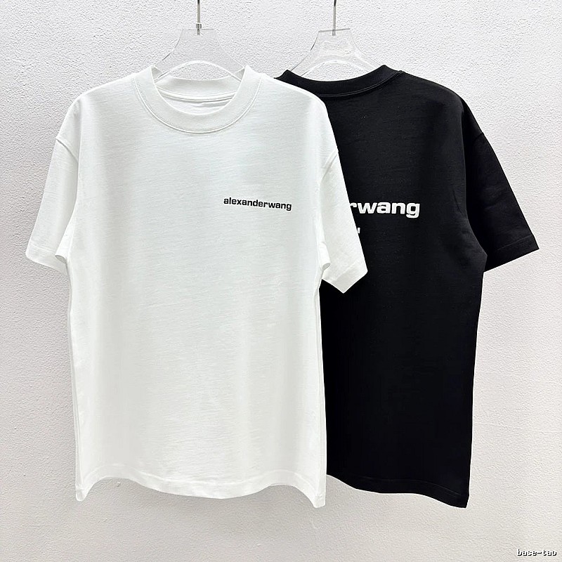 Alexander Wang Minimalist Letter Style Black and White Short Sleeve T-Shirt