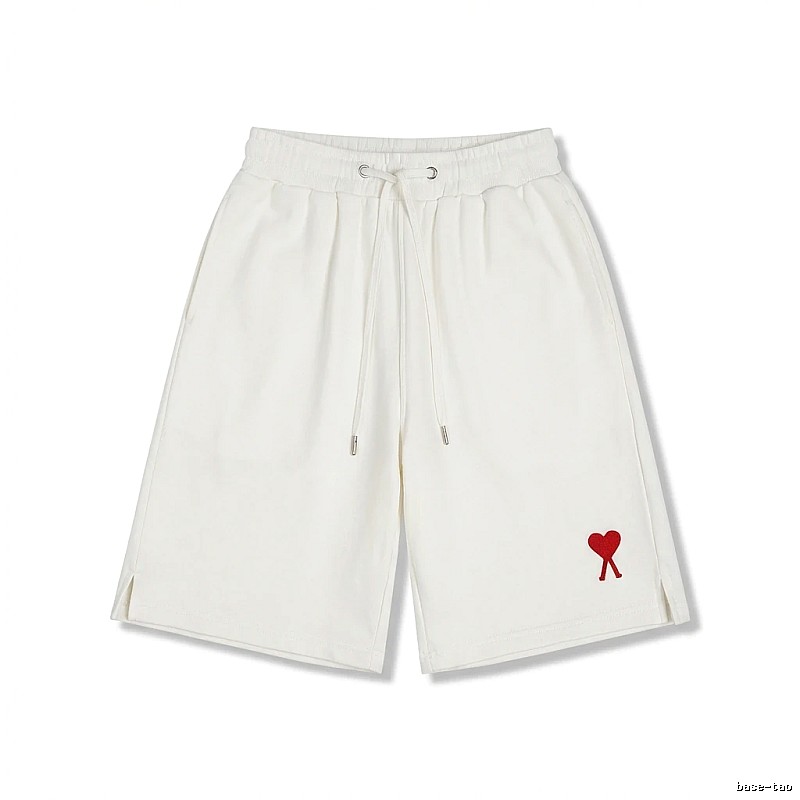 AMI Embroidered Minimalist Style White Shorts