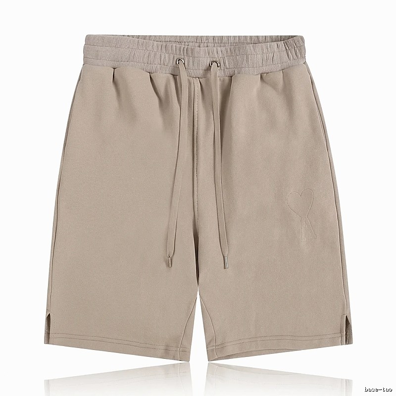 AMI Embroidered Trendy Brand Khaki Shorts