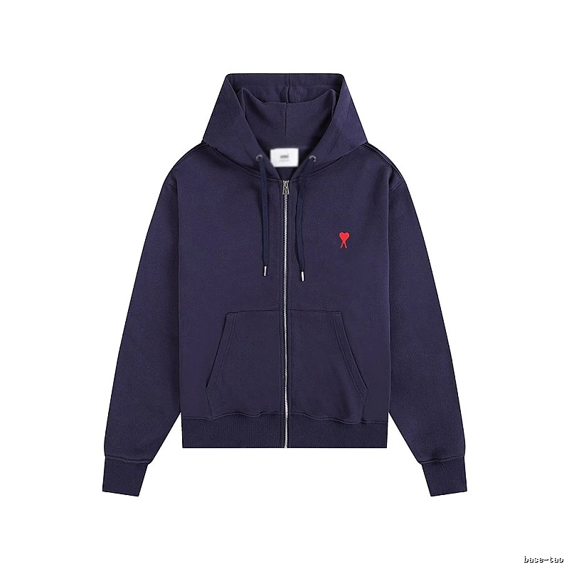 AMI Love Embroidery Style Dark Blue Hoodie