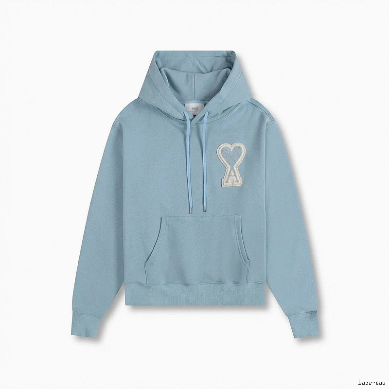AMI Love Heart Pattern Light Blue Hoodie