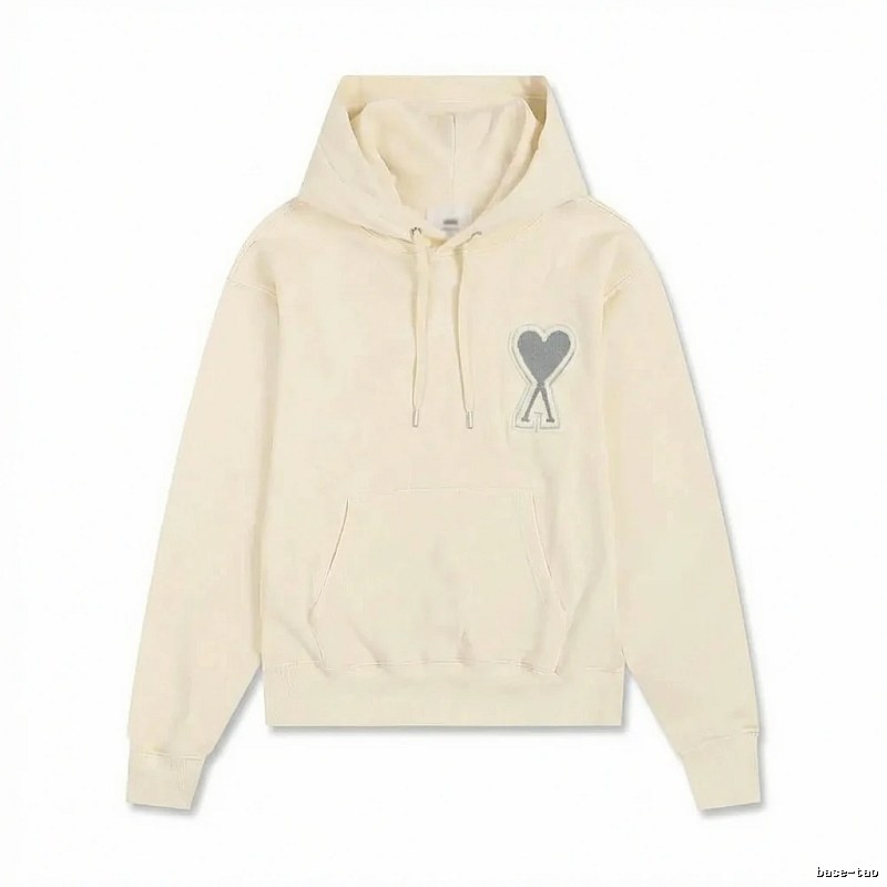 AMI Love Minimalist Style Beige Hoodie