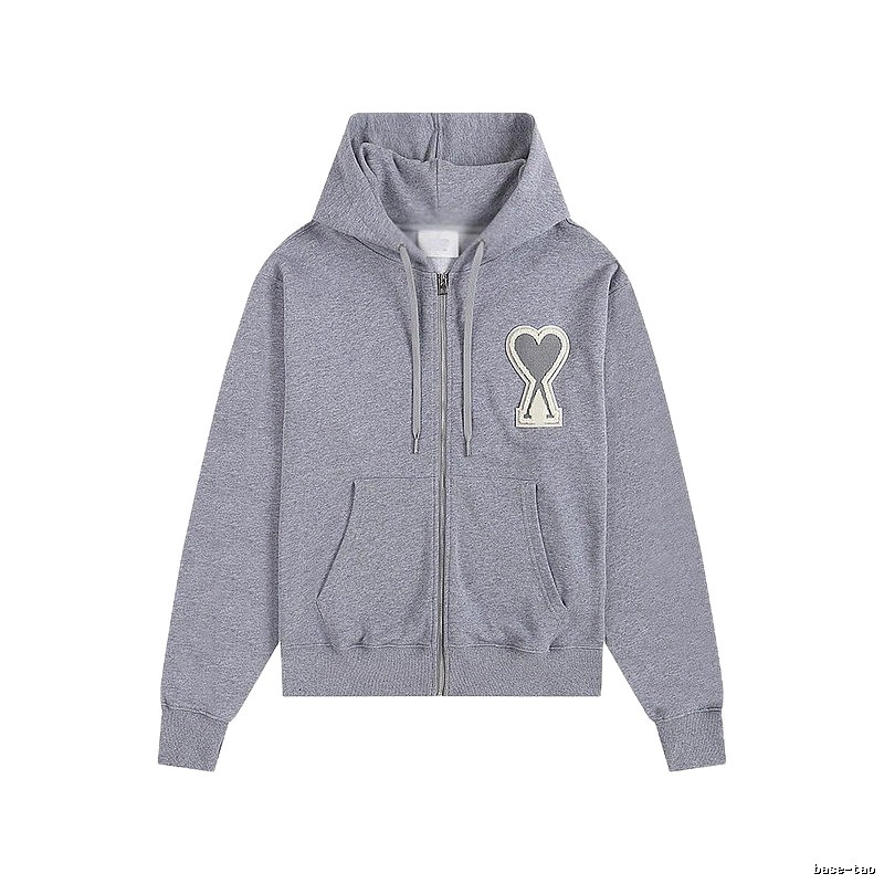 AMI Love Series Grey Zip-Up Hoodie