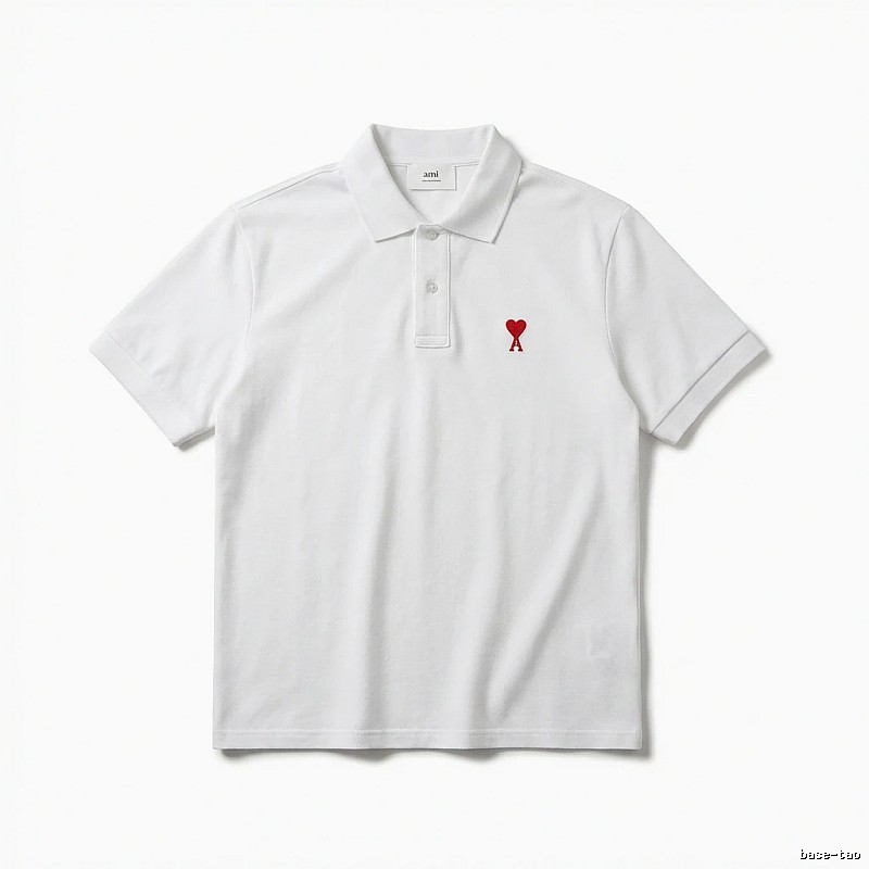 AMI Love Simple White Polo Shirt