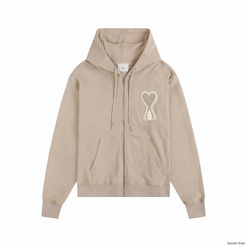 AMI Love Zipper Beige Sweatshirt