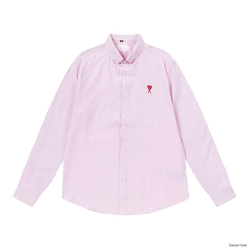 AMI Stripe Minimalist Style Pink Shirt