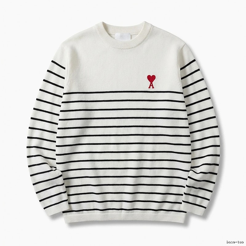 AMI striped minimalist style white sweater