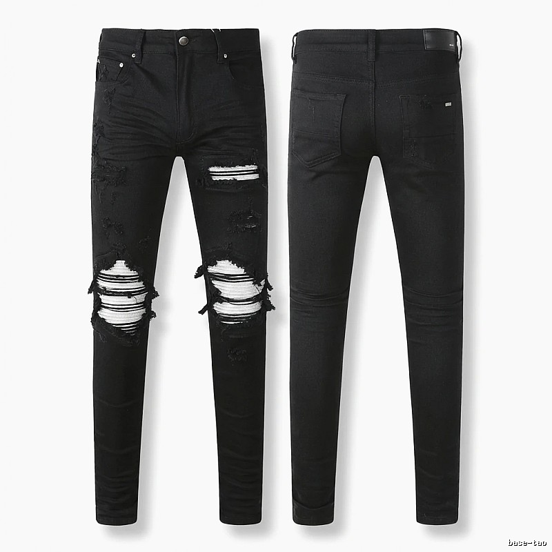 AMI trendy brand black jeans with holes