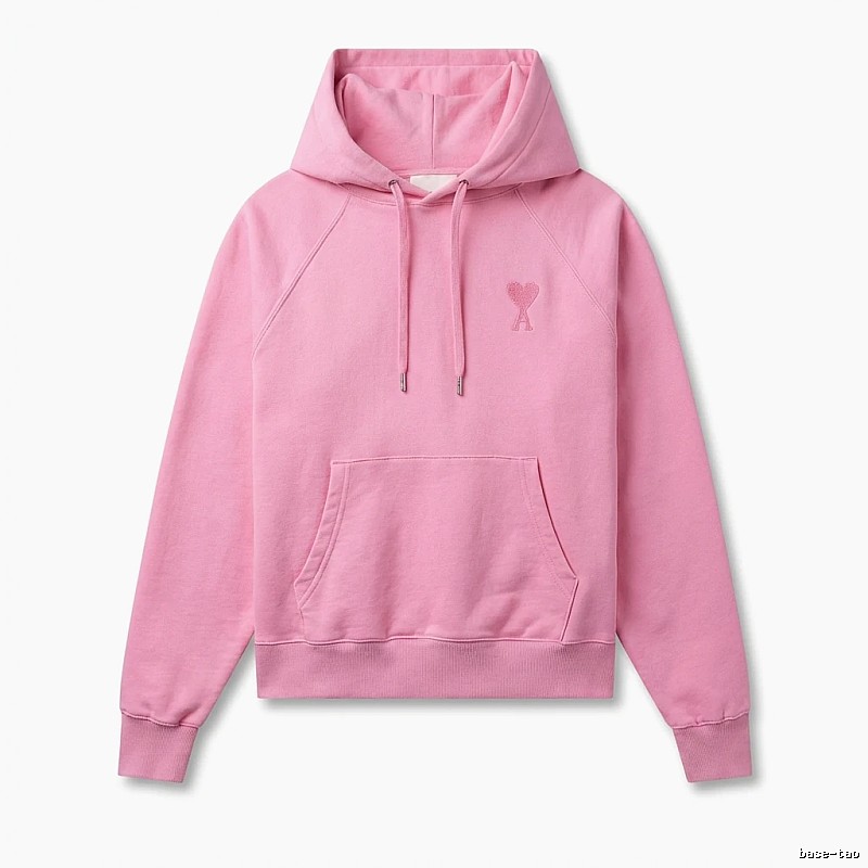 AMI trendy brand simple style pink hoodie