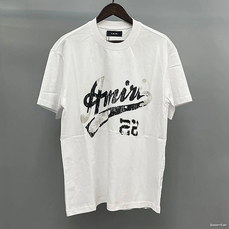 Amiri Black Lettering With Slash Detail White Records Graphic T-Shirt Resort Wear