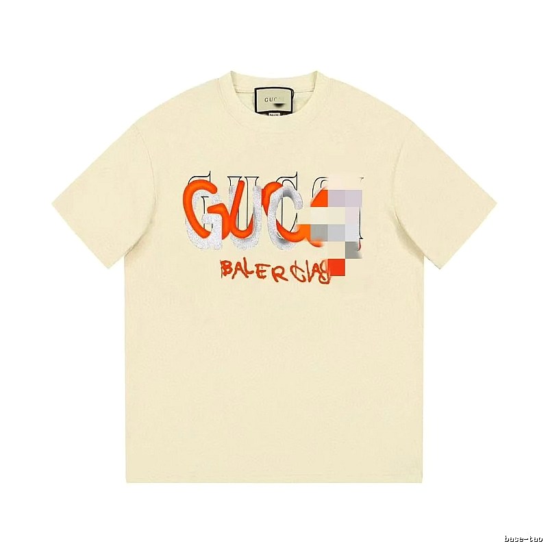 Balenciaga Co-branded Graffiti-style Beige Short-sleeve T-shirt