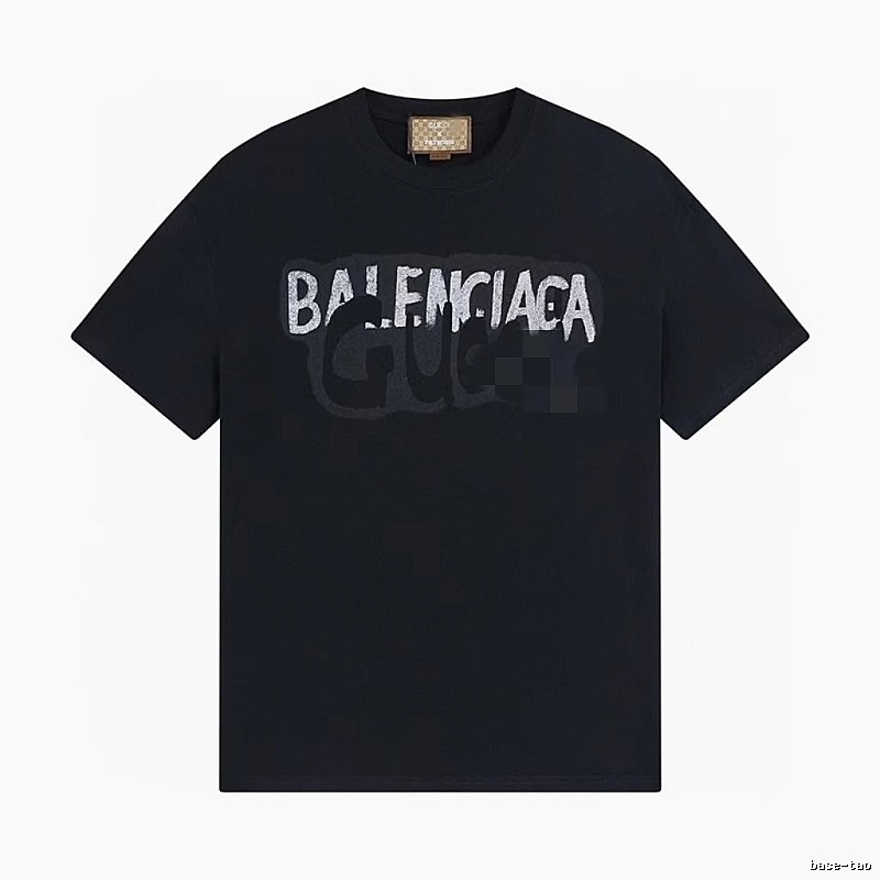 Balenciaga Co-branded Graffiti-style Black T-Shirt