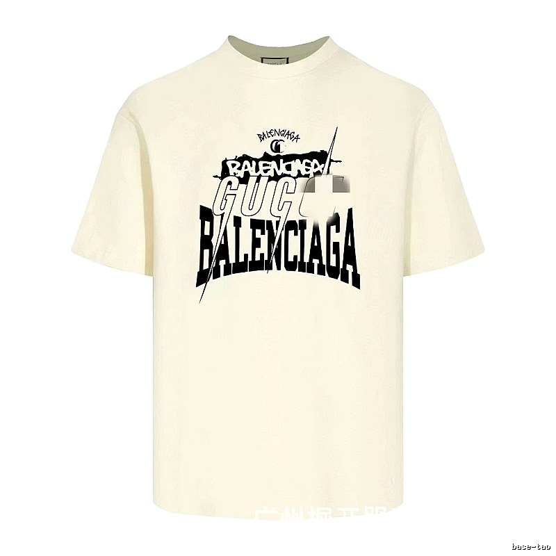 Balenciaga Co-branded Printed Street-style Off-white T-shirt
