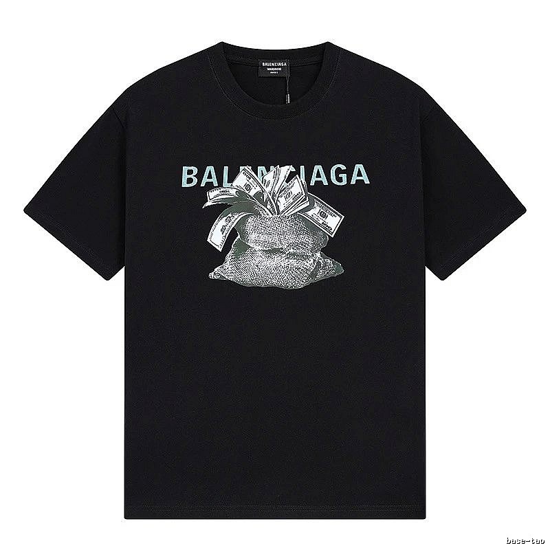 Balenciaga Dollar Print Street Style Black T-Shirt