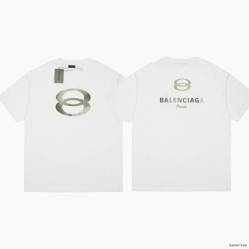 Balenciaga Double 8 Print Street Style White T-Shirt