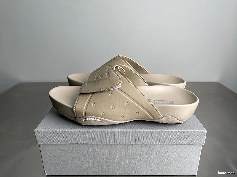 Balenciaga Embossed Luxury Street Style Khaki Slides