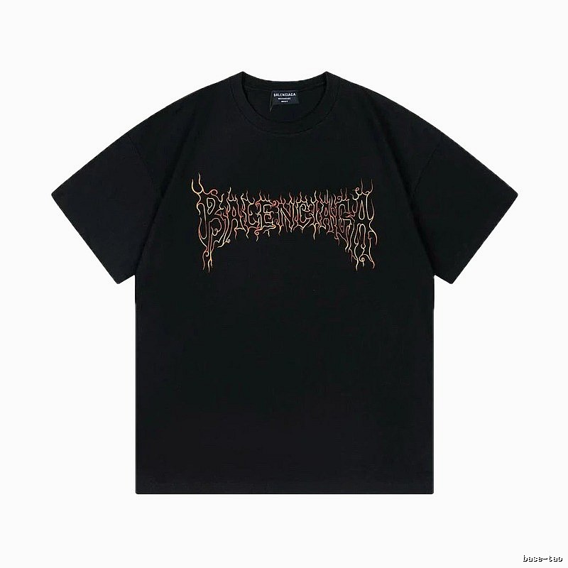 Balenciaga Flame Gothic Style Black T-shirt