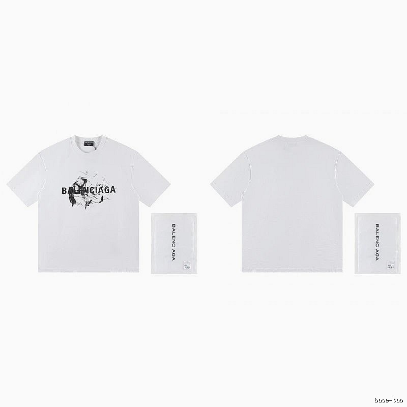 Balenciaga Graffiti Print Street Style White T-Shirt