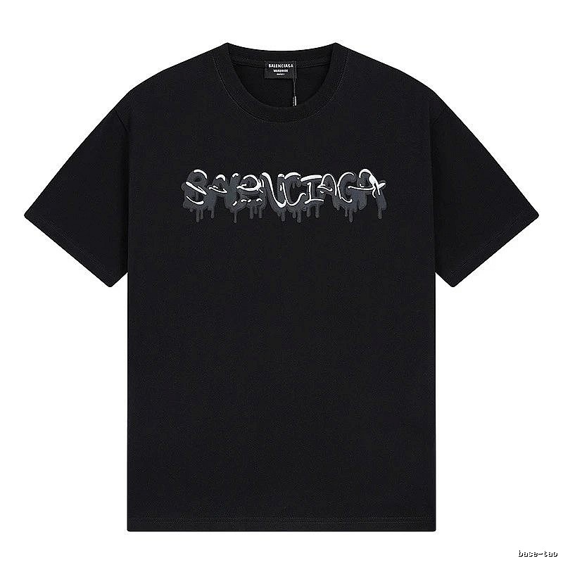 Balenciaga Graffiti Street Style Black Short Sleeve T-shirt