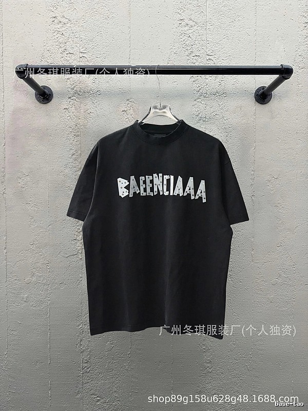 Balenciaga Letter Trendy Cool Black T-shirt
