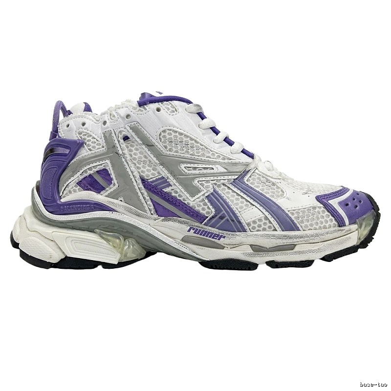 Balenciaga retro-style white and purple sports shoes
