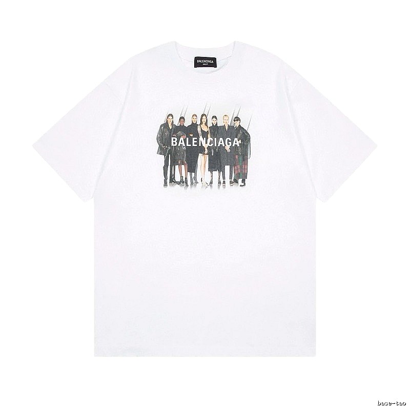 Balenciaga Trendy and Cool Style Portrait Print White T-shirt