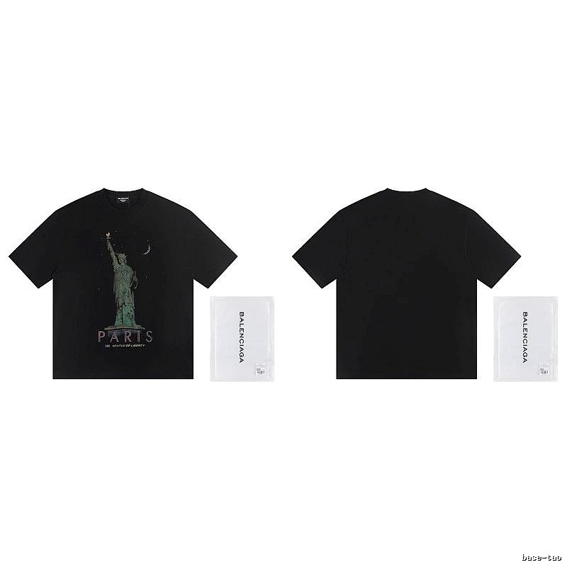 Balenciaga Vintage Style Statue of Liberty Black T-Shirt