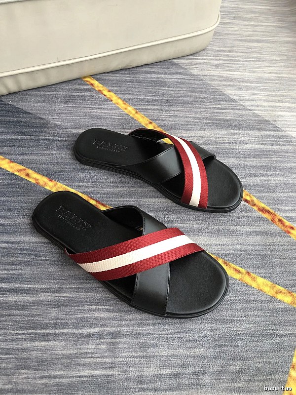 BALLY Classic Striped Casual Red and Black Slides