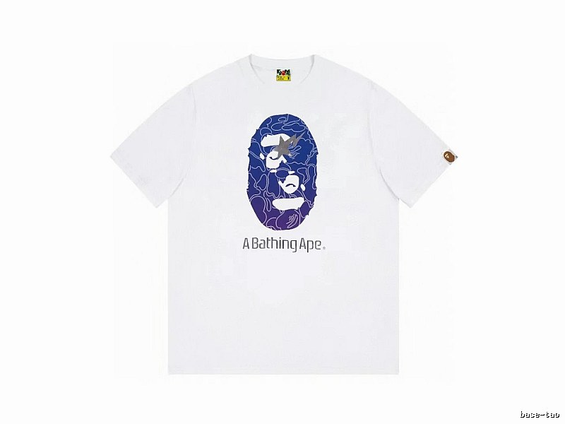 Bape ape face print short-sleeved white T-shirt