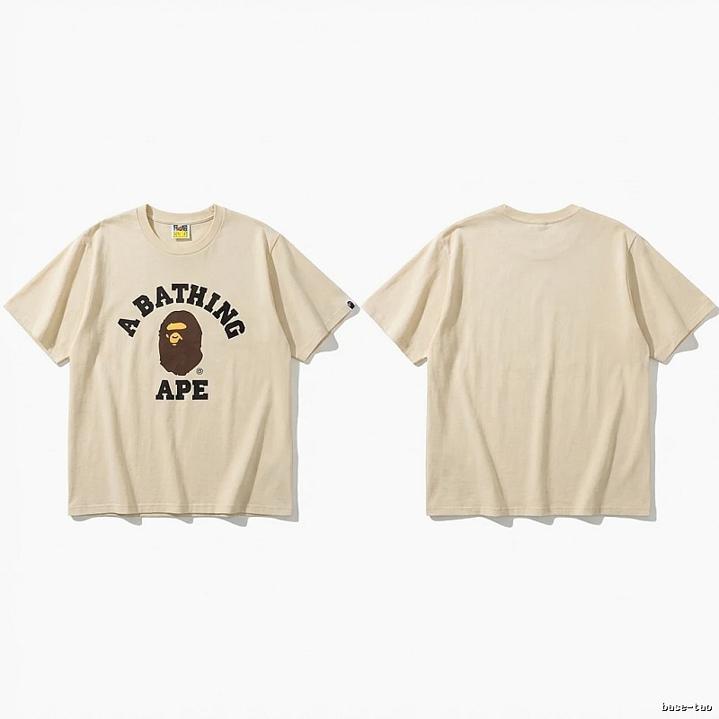 Bape Ape Head Minimalist Style Beige T-shirt