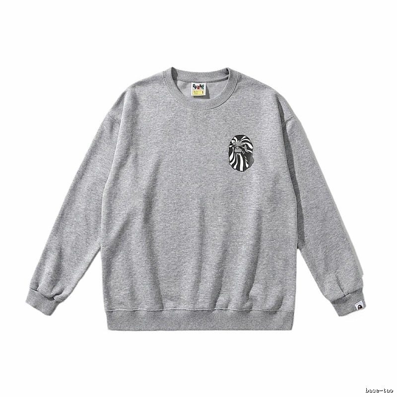 Bape Ape Head Minimalist Style Grey Sweatshirt