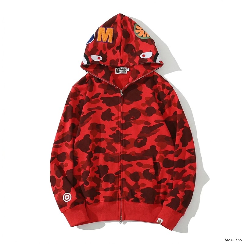 Bape camouflage-style red hoodie