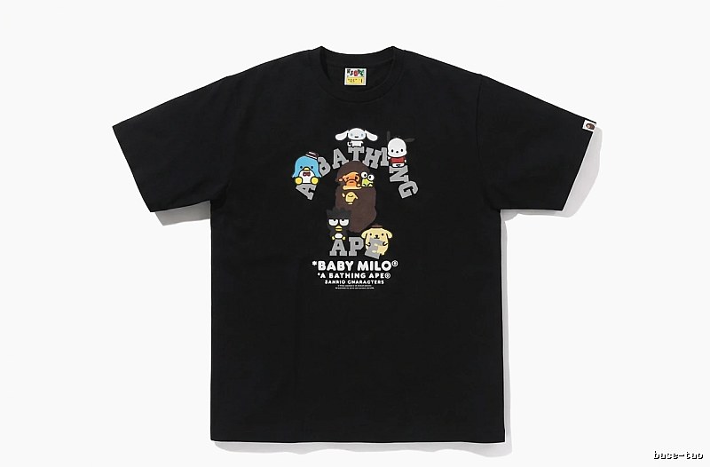 Bape cartoon print trendy brand black T-shirt