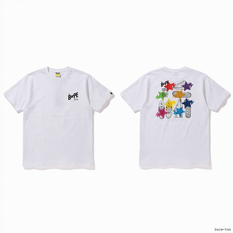 Bape Colorful Printed Style White T-shirt