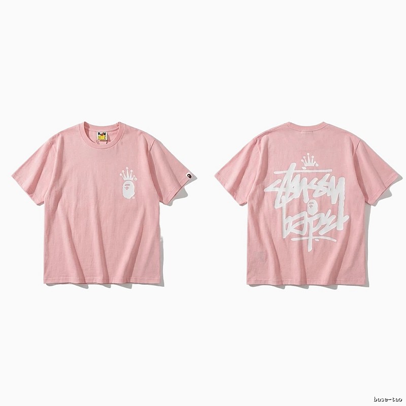 Bape Crown Trendy Pink Short Sleeve