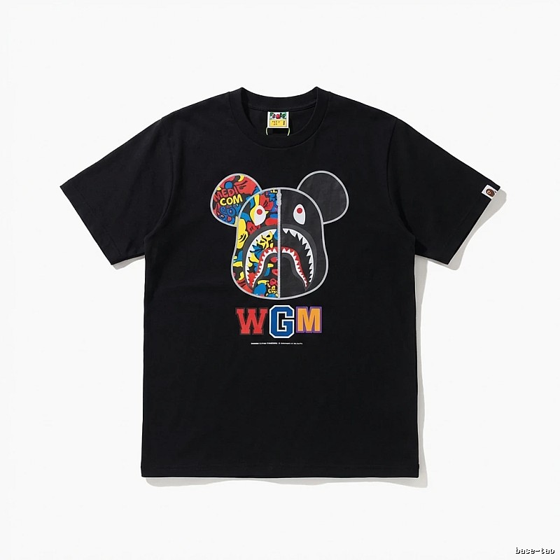 Bape Mickey Shark trendy brand black T-shirt