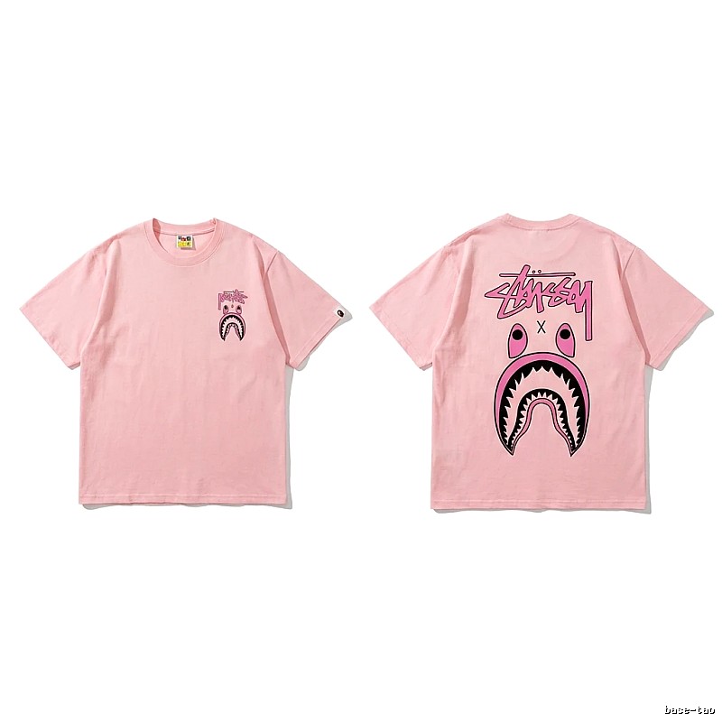 Bape Shark Pink Streetwear Short-sleeve Shirt