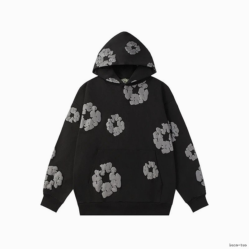 Black Allover Flower Graphic Hoodie