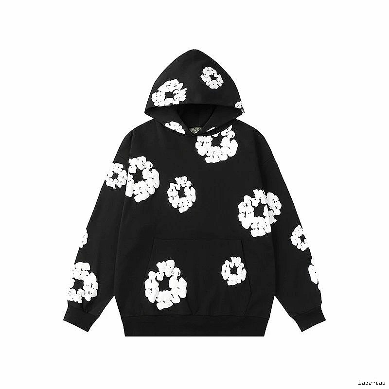 Black Bold Flower Pullover Hoodie