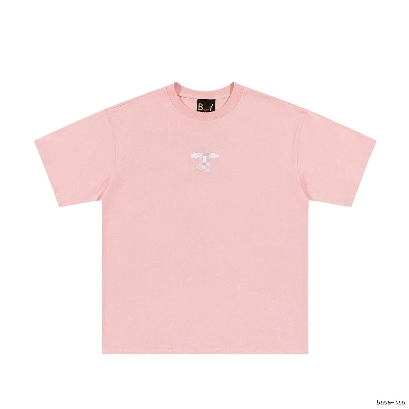 BOY Wing Print Street-style Pink Short Sleeve T-Shirt