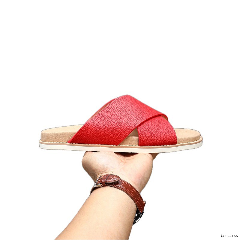 Brunello Cucinelli Cross-Strap Casual Red Slide Sandals