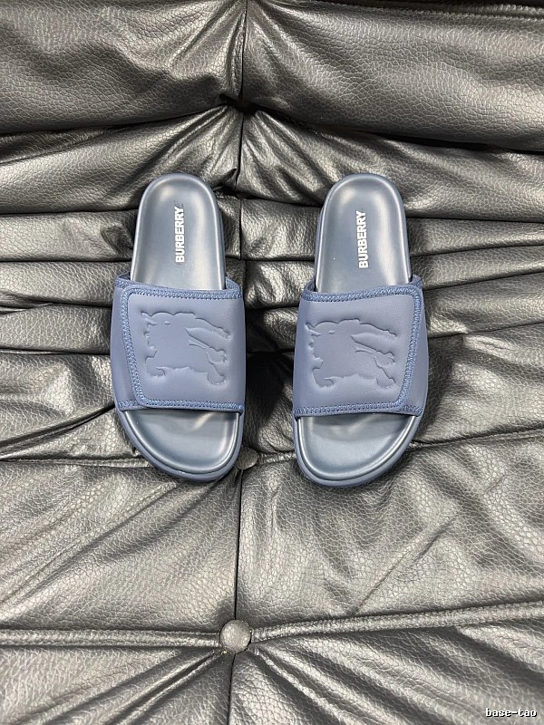 Burberry Embossed Knight Casual Style Navy Blue Slide Sandals