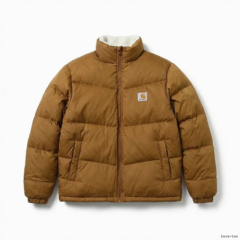Carhartt workwear style khaki cotton-padded jacket