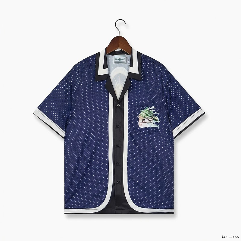 Casablanca polka dot retro blue shirt