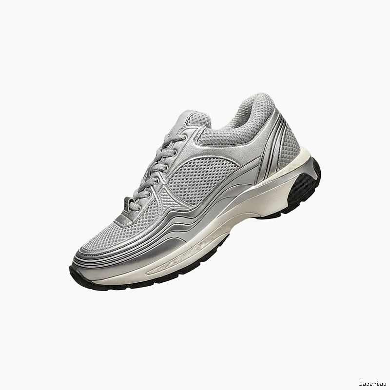 Chanel silver sporty running shoes