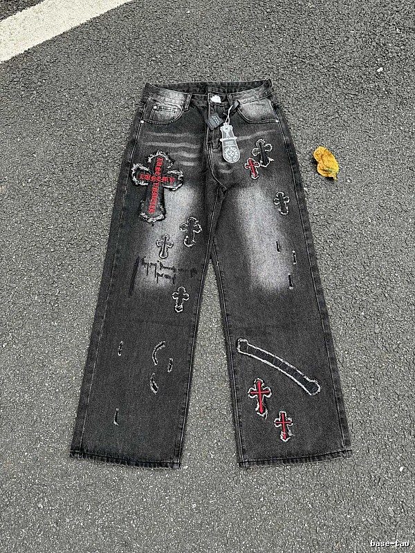 Chrome Hearts Black Wash Weekend Cross Graphic Jeans