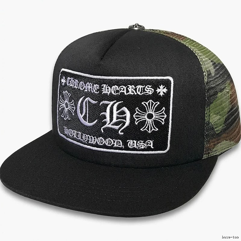 Chrome Hearts camouflage retro-style black hat