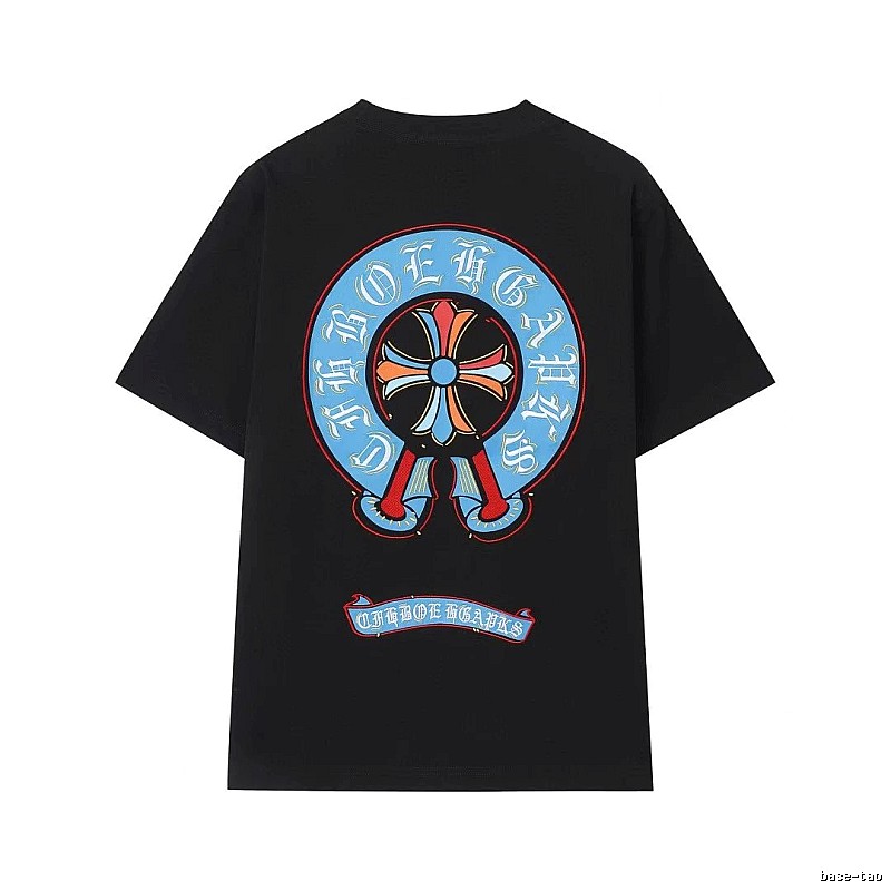Chrome Hearts Colorful Cross Trendy Cool Style Black Short-sleeve T-shirt